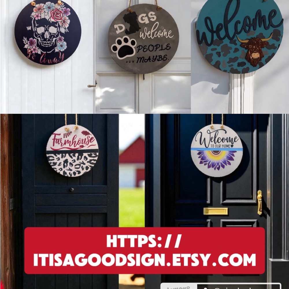 Round Welcome Signs with Various Designs
